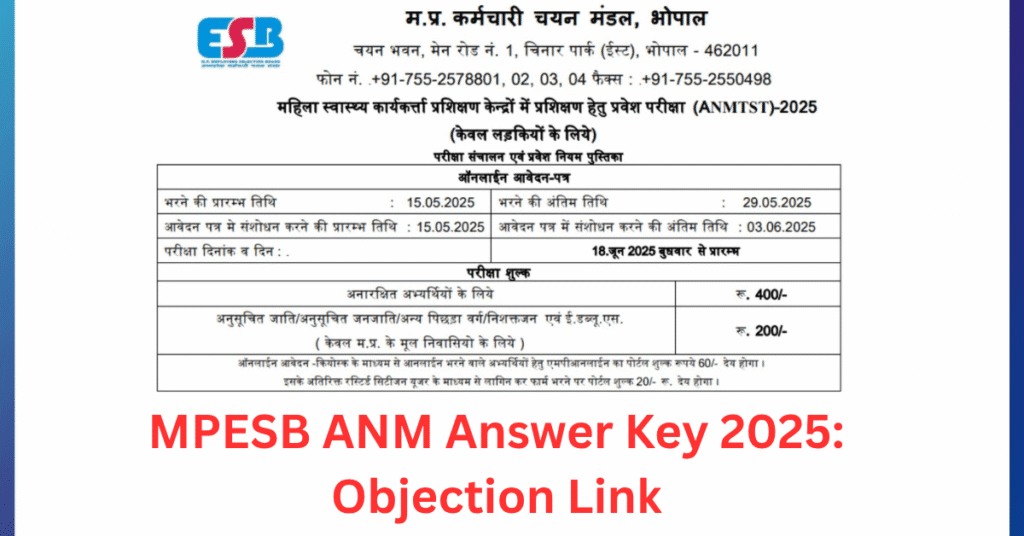 MPESB ANM Answer Key 2025: Objection Link